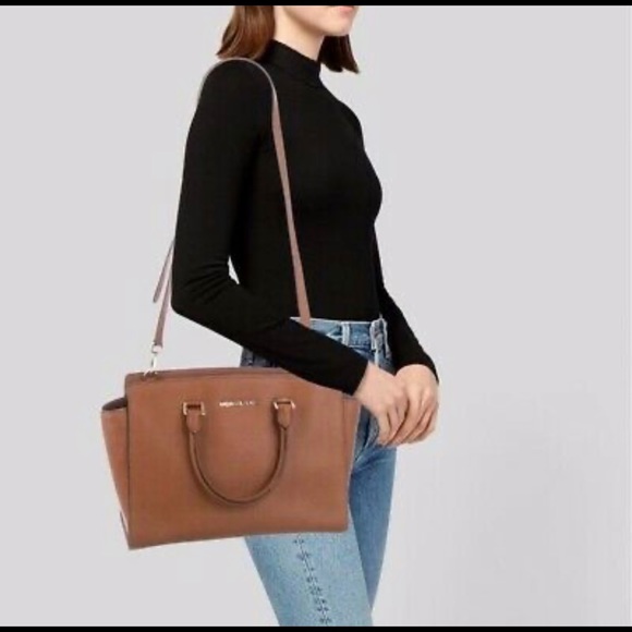 Michael Kors cognac structured satchel purse - Picture 7 of 9